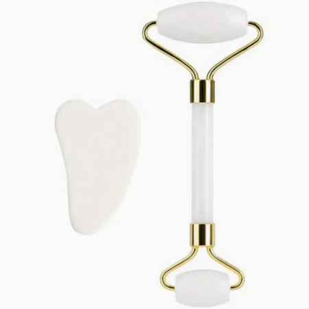 Gezichtsroller en Gua Sha steen wit