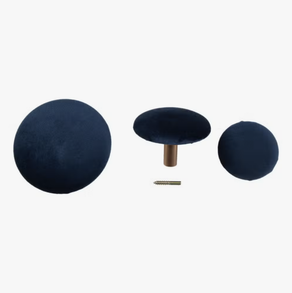 Giza Knobs - 3 knoppen in blauw fluweel en messing look