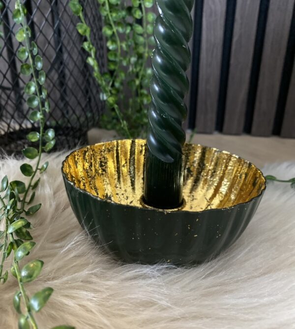 Kaarsenhouder groen goud met kaars
