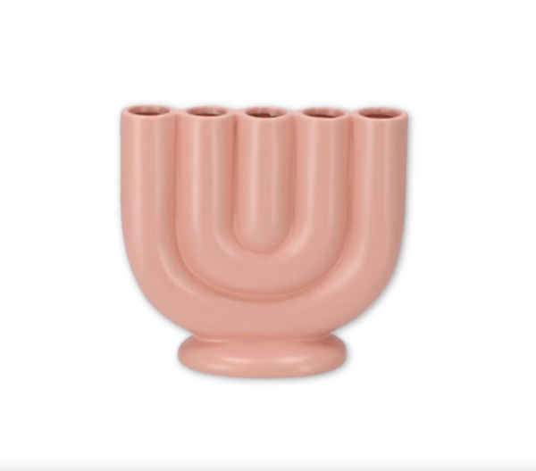 Vaas 5-tube perzik-roze 21 cm